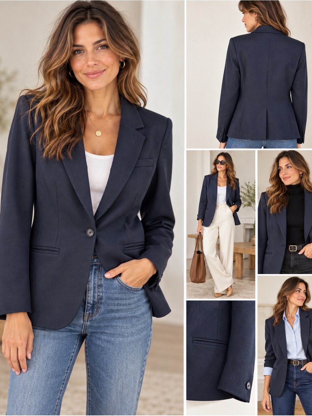 GAP Academy Tailored Single-Button Blazer in Tapestry Navy Size 8 EUC
